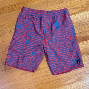 Volcom Red and Blue Patterned board Shorts